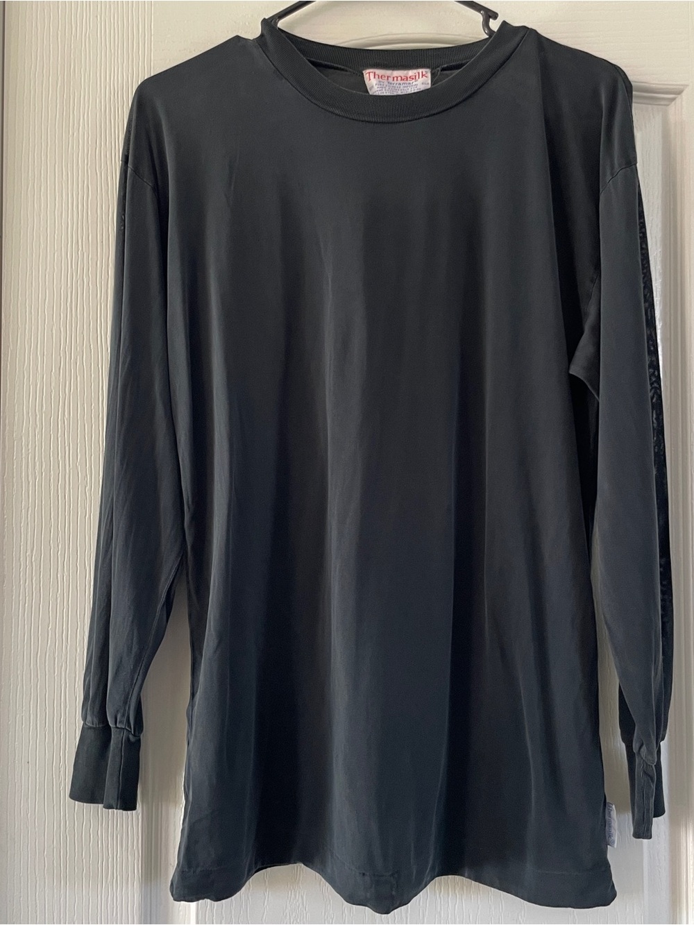 Thermasilk Terramar Men's Long Sleeve Crew Neck Silk XL Shirt - Black